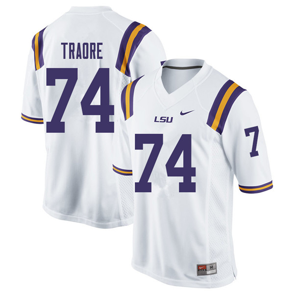 Men #74 Badara Traore LSU Tigers College Football Jerseys Sale-White